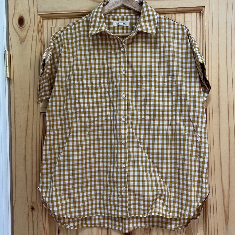 Tradlands Gingham Boxy Short-Sleeve Button Down